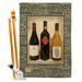 Breeze Decor 3 Wine Bottles Happy Hour & Drinks Impressions Decorative 2-Sided 40 x 28 in. Flag Set in Black/Brown | 40 H x 28 W x 1 D in | Wayfair
