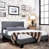 Latitude Run® Aveiro Low Profile Platform Bed Upholstered/Faux leather in Gray | 39.5 H x 63.25 W x 86.5 D in | Wayfair
