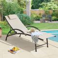 Ebern Designs Ubertino 65.35" Long Reclining Single Chaise Metal in Brown | 32.48 H x 26.97 W x 65.35 D in | Outdoor Furniture | Wayfair