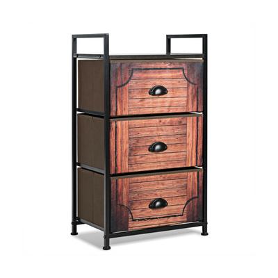 Costway Industrial 3-Layers Fabric Dresser with Fabric Drawers and Steel Frame