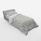 East Urban Home Nature Wild Forest Leaves Flowers Trees Buds Sketchy Contemporary Art Print Duvet Cover Set in Yellow | Wayfair