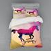 East Urban Home Cream/Pink/Purple Microfiber Modern & Contemporary Duvet Cover Set Microfiber in Indigo/Pink/Yellow | Wayfair