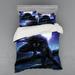 East Urban Home Surreal Werewolf w/ Electric Eyes in Full Moon Transformation Folkloric Duvet Cover Set Microfiber in Blue/Indigo | Wayfair