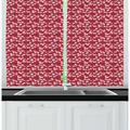 East Urban Home Floral Demonstration of Japanese Flowers Design w/ Minimalistic Flowers & Birds Kitchen Curtain | 39 H x 55 W x 2.5 D in | Wayfair