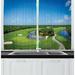 East Urban Home 2 Piece Golf Course Scene Panoramic Real Picturesque of a Field Forest Greenery in the Open Kitchen Curtain Set | Wayfair