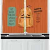 East Urban Home 2 Piece Halloween Scary Long Breed Pumpkin w/ a Face Get Ready Spooky Creepy Night Kitchen Curtain Set | Wayfair