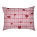 East Urban Home Valentine's Day Plaid Pattern Outdoor Designer Pillow Metal in Pink | 7 H x 40 W x 30 D in | Wayfair