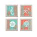 Rosecliff Heights Lovely Teal & Coral Ocean Seashell Sand Dollar Seahorse Starfish Collage by Paul Brent - 4 Piece Print Set on Canvas Canvas | Wayfair