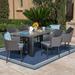 17 Stories Outdoor 7 Piece Dining Set w/ Cushions Stone/Concrete/Wicker/Rattan in Brown/Gray/White | 29.75 H x 70 W x 35 D in | Wayfair