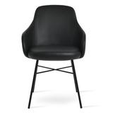 sohoConcept Gazel Arm Cross Dining Chair Upholstered/Metal in White/Black | 33 H x 21 W x 22 D in | Wayfair GAZA-CRS-BLK-002