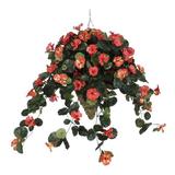 Charlton Home® Faux Nasturtium Floral Arrangement in Cone Planter, Metal | 30 H x 24 W x 24 D in | Wayfair F5D5FD9AB0E44FC28D544FEED948C170