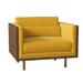 Armchair - Maria Yee Maxwell 36.25" Wide Armchair Wood/Fabric in Gray/Yellow/Brown | 32.25 H x 36.25 W x 32.5 D in | Wayfair 265-109120094FD5R08