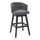 Darby Home Co Micky Swivel Counter or Bar Height Bar Stool w/ Footrest in Fabric & Espresso Wood Wood/Upholstered in Gray/Black | Wayfair