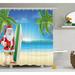 The Holiday Aisle® Christmas Santa w/ Surfboard Shower Curtain + Hooks Polyester | 69 H x 105 W in | Wayfair 1E6CA9C2CE264D15A2A4231BD65C38B1