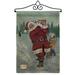 Breeze Decor Snow Golfing Santa Winter Christmas 2-Sided Burlap 19 x 13 in. Garden Flag in Gray | 18.5 H x 13 W x 1 D in | Wayfair