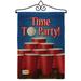 Breeze Decor Time to Party 2-Sided Burlap 19 x 13 in. Garden Flag in Black/Brown/Red | 18.5 H x 13 W in | Wayfair