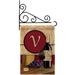 Breeze Decor Wine Initial Happy Hour & Drinks 2-Sided Burlap 19 x 13 in. Garden Flag in Red/Brown | 18.5 H x 13 W x 0.1 D in | Wayfair