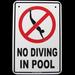 Treasure Gurus Danger No Diving Swimming Pool Hot Tub Tin Warning Sign Metal in Black | 12 H x 8 W x 0.1 D in | Wayfair SN-TN3NODIVING