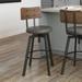 Union Rustic Lorri Swivel Adjustable Bar Stool Leather in Gray/Black/Brown | 16.25 W x 19.875 D in | Wayfair UNRS1014 37932233