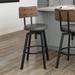 Union Rustic Lorri Swivel Adjustable Bar Stool Leather in Gray/Black/Brown | 16.25 W x 19.875 D in | Wayfair UNRS1014 37932232