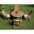 Rosecliff Heights Leidesdorff Round 4 - Person Teak Outdoor Dining Set Wood in Brown | 30.5 H x 48 W x 48 D in | Wayfair