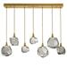 Hammerton Studio Gem 7 Lights Linear Waterfall Pendant Glass in Gray/Yellow | 11.1 H x 46.4 W x 14.5 D in | Wayfair PLB0039-07-GB-S-C01-L1