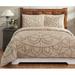 Dakota Fields Boonville Machine Washable Floral Pattern Comforter w/ Sham Set Polyester/Polyfill/Chenille/Cotton in Brown | Wayfair