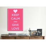 Winston Porter Jetter Keep Calm & Give Love - Graphic Art Print on Canvas in Pink | 12 H x 8 W x 0.75 D in | Wayfair