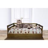 Tucker Murphy Pet™ Hanke Wooden Dog Sofa w/ Cushion Fleece/Cotton in Brown | 9.45 H x 19.49 W x 28.35 D in | Wayfair