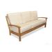 Rosecliff Heights Teak Deep Seating Outdoor Sofa w/ Cushions Wood/Natural Hardwoods/Sunbrella® Fabric Included in Brown/White/Yellow | Wayfair