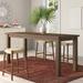 Mistana™ Aster Counter Height Rubberwood Solid Wood Dining Table Wood in Brown | 36 H x 83.75 W x 32 D in | Wayfair