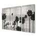 Ebern Designs 'Photography Palm Tree Silhouette Scene Triptych' 3 Piece Photographic Print Set Canvas in Black/White | Wayfair