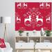 The Holiday Aisle® 'Lovely Reindeer Christmas Pattern w/ Crystal Flakes' Graphic Art Canvas in Red | 12 H x 20 W x 1 D in | Wayfair