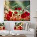 Red Barrel Studio® 'Wild Red Poppy Flowers in Sky' Graphic Art Canvas/Metal in Green/Red | 30" H x 40" W x 1" D | Wayfair