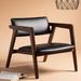 Armchair - Corrigan Studio® Carmel 26" Wide Top Grain Leather Armchair Wood/Genuine Leather in Black/Brown | 27.1 H x 26 W x 29.9 D in | Wayfair
