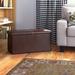 Ebern Designs Storage Ottoman Bench Cuboid Box Faux Leather in Brown | 14.96 H x 14.96 W x 29.92 D in | Wayfair E94BC01C62ED4852BC913BA30015504A