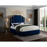 Mercer41 Amaia Tufted Solid Wood & Platform Bed Wood & /Upholstered/Velvet in Blue | 63 H x 65.5 W x 86.5 D in | Wayfair