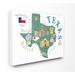 Ebern Designs Schmier Texas Landmarks & Flag Illustrated Map Wall Décor Canvas/Metal in Green | 30 H x 40 W x 1.5 D in | Wayfair