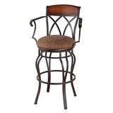 Red Barrel Studio® Hughey Swivel Counter, Bar & Extra Tall Stool Upholstered/Metal in Brown | 39.5 H x 16.5 W x 16.5 D in | Wayfair