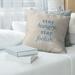 East Urban Home Handwritten Stay Hungry Quote Pillow Cover (No Fill) - Faux Leather/Suede in Blue | 16 H x 16 W x 0.5 D in | Wayfair