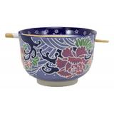 World Menagerie Lantremange Floral Breeze Ramen Udon Noodles Soup Bowl in Indigo | 4 H in | Wayfair 4C0B66FBE6974B2E89BC9C8E08F16790
