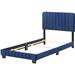 House of Hampton® Cushman Low Profile Standard Bed Upholstered/Polyester in Blue | 48 H x 59 W x 81 D in | Wayfair 3B095841D4A940678FEF931F0783A1FB