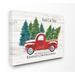 The Holiday Aisle® 'Holiday Planked Look Fresh Cut Trees Red Pickup Christmas Farm' Graphic Art Print on Canvas Canvas/ in Blue/Green/Red | Wayfair