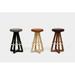 ARTLESS X3 30" Swivel Bar Stool Wood/Upholstered/Leather/Genuine Leather in Gray/Black/Yellow | 30 H x 16 W x 16 D in | Wayfair A-X3-L-S-BK-B