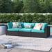 Lark Manor™ Anishia 89.5" Wide Outdoor Wicker Patio Sofa w/ Cushions All - Weather Wicker/Wicker/Rattan | 27 H x 89.5 W x 31.5 D in | Wayfair