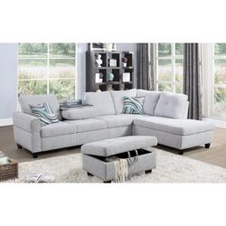 Gray Sectional - Charlton Home® Sciortino 97.2" Wide Linen Corner Sectional w/ Ottoman Linen | 32 H x 97.2 W x 69.3 D in | Wayfair