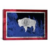 Winston Porter Wyoming Flag, Jackson Hole Graphic Art on Canvas Metal in Blue/Gray | 40 H x 60 W x 1.5 D in | Wayfair