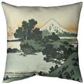 East Urban Home Katsushika Hokusai Shichiri Beach in Sagami Province Euro Pillow Linen, Cotton in Orange/Green | 26 H x 26 W x 9.5 D in | Wayfair