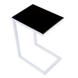 Orren Ellis Stretford End Table Glass/Metal in White/Black | 22.5 H x 12 W x 16 D in | Wayfair 36A7EF9976AE4E5CA4D222DF2A501706