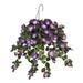 One Allium Way® Artificial Petunia Hanging Basket Fabric in Green/Brown | 33 H x 26 W x 26 D in | Wayfair 1015F13FC7E3428CB2EB8A1F6E891DE5